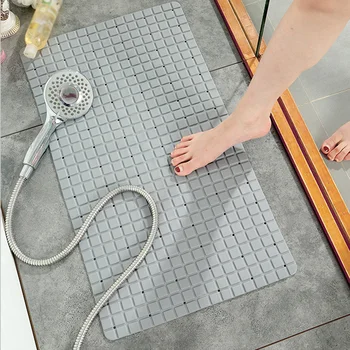 

Eco-friendly Bath Mat Home Rectangle Soft Modern Solid Shower Pad Non Slip Bathroom Toilet Suction Grip Back Draining Hole