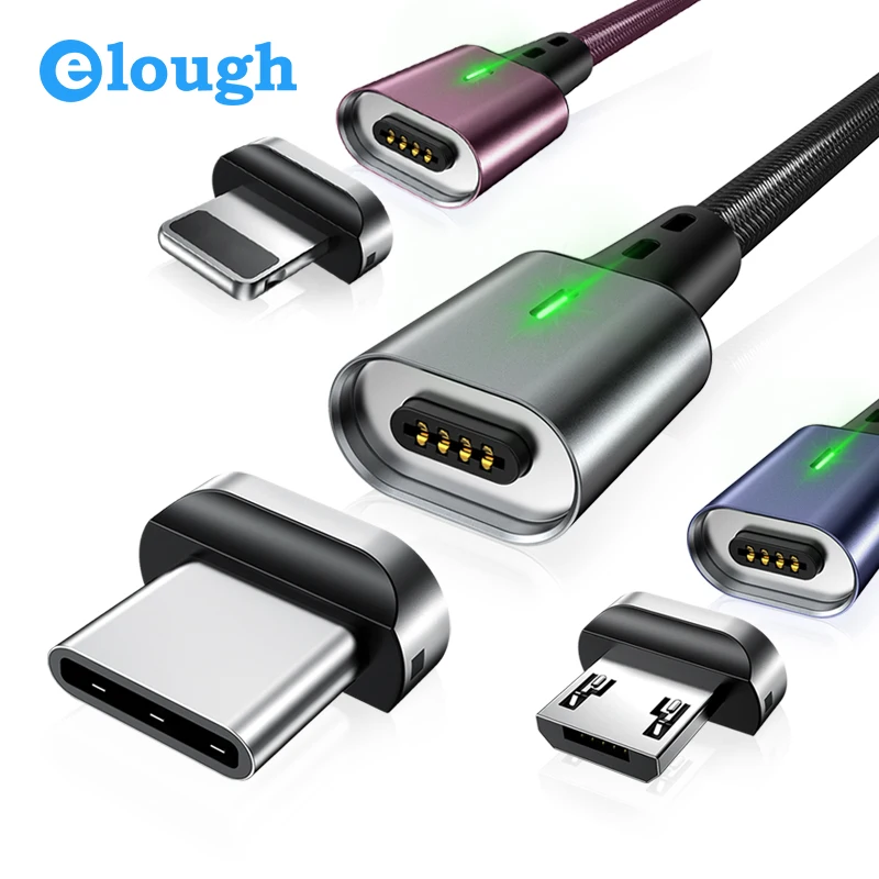 Магнитный зарядный кабель Elough для iphone Micro usb Type c HUAWEI P30 магнитный быстрое зарядное