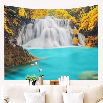 

Waterfall Forest Tapestry Landscape Artistic Conception Background Painting for Living Room Balcony Hallway Bathroom Wall