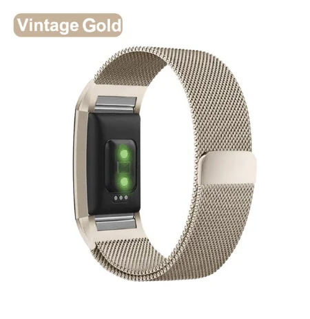 Vintage Gold Металлический браслет из нержавеющей стали для браслета Fitbit charge 2 Миланская петля Магнитный Fitbit charge 3 ремешок умный Браслет для наручного ремешка - Цвет ремешка: Vintage Gold