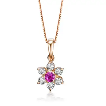 شراءZOCAI Women White/Rose-Gold 18K Gold Diamond +Sapphire / Ruby Necklace For Girl Party Wedding Birthday Gift D04241