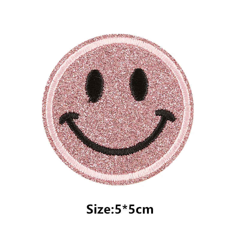 1Pcs Round Expression Smiley Face Patch Clothes Iron on Embroidered Sew Applique Cute Fabric Badge Garment Apparel Accessories 