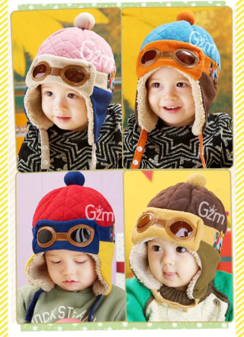 Children Winter Warm Baby Hats Soft Ear gflap Hat Beanies Cap Infant Toddlers Boys Girls Pilot Aviator Warm Caps Party Hats
