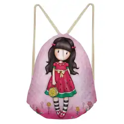Маленькая кукла девочка нарисованная сумка на шнурке для женщин девочек Рюкзак Винтажный богемный дорожный мешочек для хранения Mochila