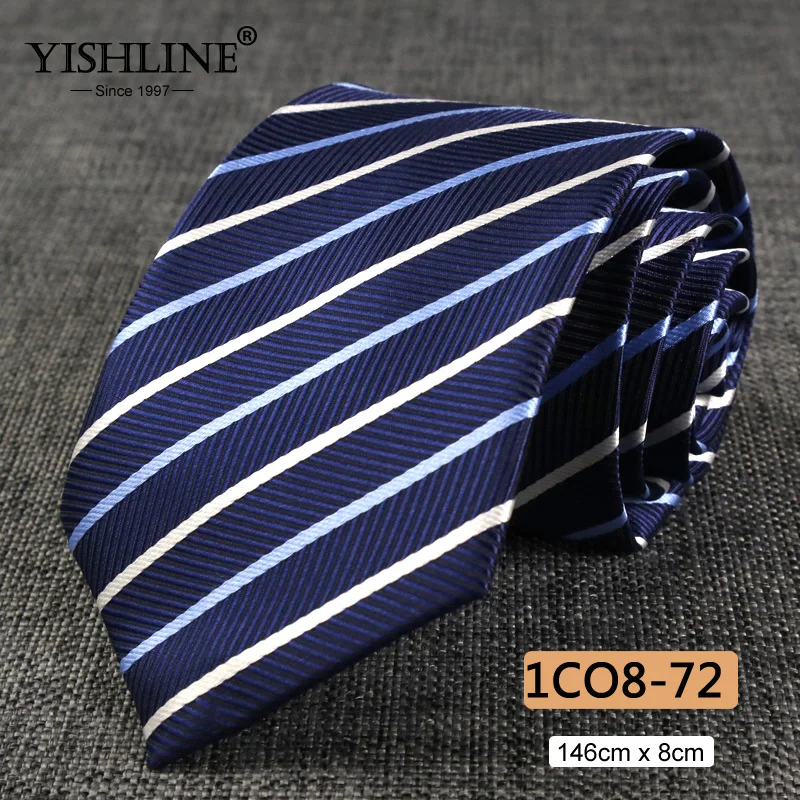1CO8-72 YISHLINE, распродажа, 8 см, мужские галстуки, классический галстук, синий, для мужчин, в полоску, в клетку, серый, розовый, деловой галстук для жениха, свадебные аксессуары - Цвет: 1CO8-72