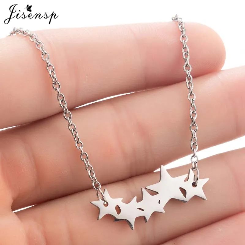 Jisensp Boho простое крошечное ожерелье со звездой для женщин Bijoux из нержавеющей стали