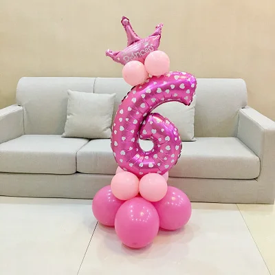 Pink 6 20 штук, розовые, синие фольгированные воздушные шары для малышей 0, 1, 2, 3, 4, 5, 6, 7, 8, 9 лет, праздничные украшения для детей - Цвет: Pink 6