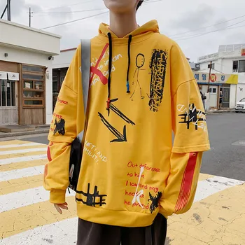 

2020 Spring Autumn Hooded Swetshirt Men Loose Sweatshirt Poleron Hombre Hip Hop Hoodies Male Oversize Clothes Men's Streetwear