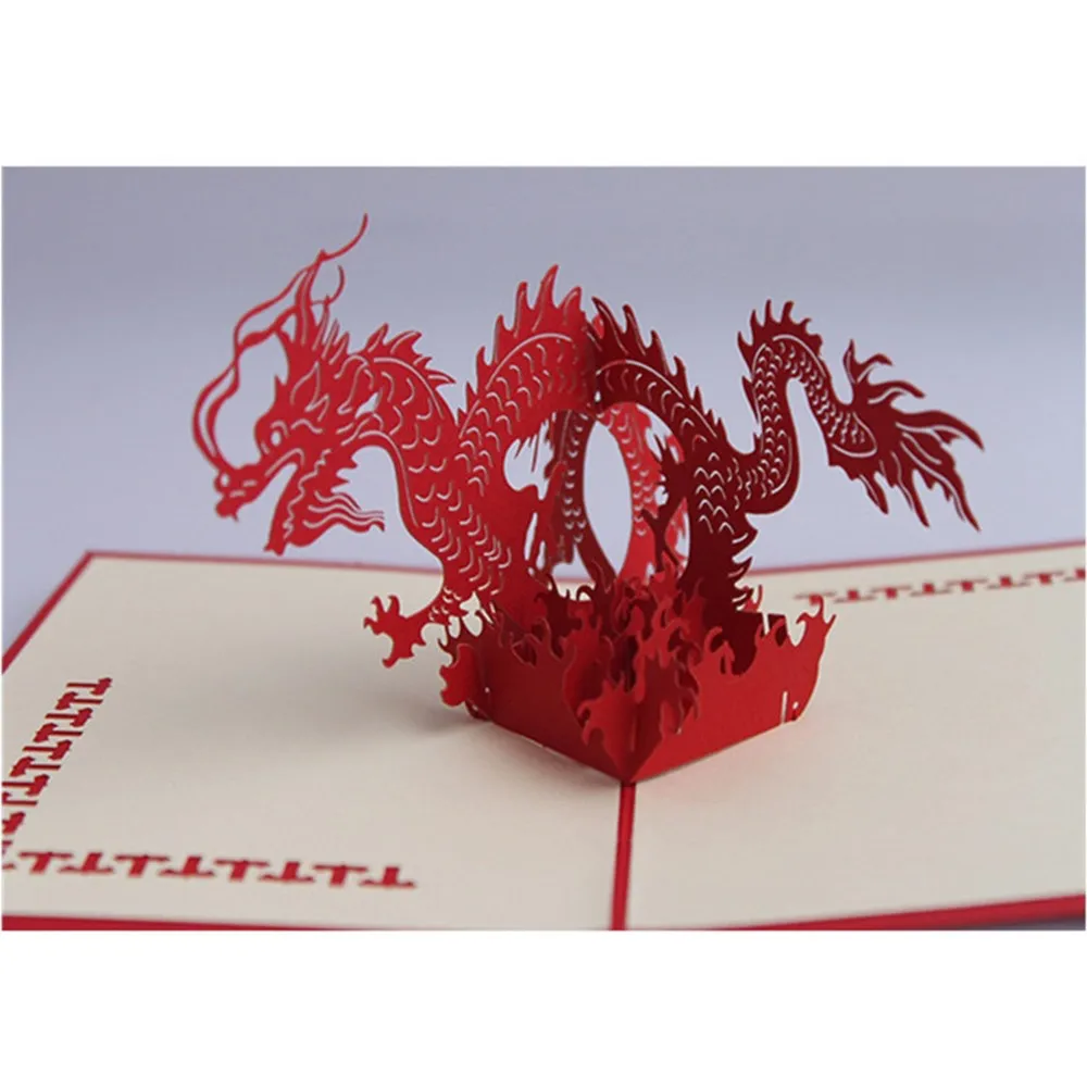  3D Pop Up Greeting Postcards Auspicious Dragon Greeting Card Paper Cards & Invitations Handmade Car - 4.00026E+12