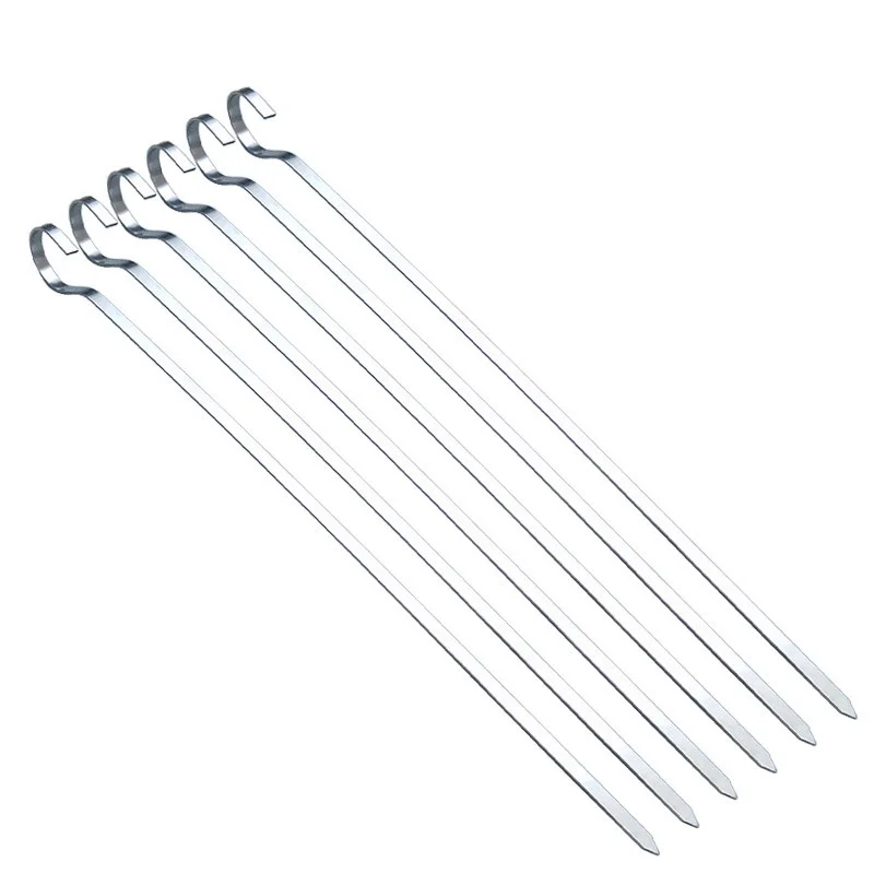 30cm/11.81" Resuable Stainless Steel Barbecue Skewers BBQ Needle Grill Shish Kabob Sticks Flat Meat Tools BBQ Forks Accessories