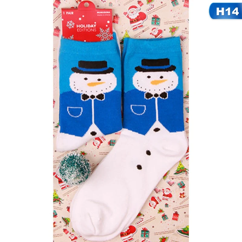 Christmas Tree Snow Elk Gift Cotton Happy Socks PEONFLY New Autumn Winter Christmas Socks Men Funny New Year Santa Claus