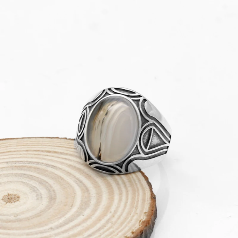 Уникальное 925 пробы Серебряное большое мужское кольцо с камнем с натуральным ониксом кольцо турецкое тайское серебро ручной работы ювелирные изделия для мужчин и женщин