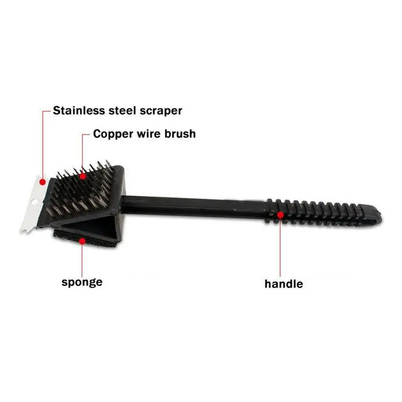 3-in-1 Angle Wire Barbecue Brush Outdoor Picnic Barbecue Brush Handle Kitchen Kit