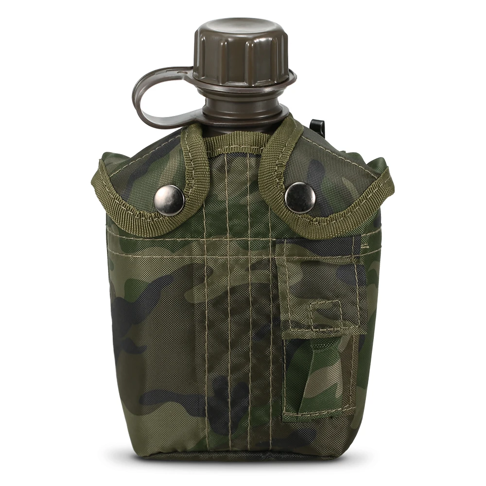 1L Outdoor Military Canteen Bottle Camping Hiking Backpacking Survival Water Bottle Kettle with Cover Canteen Kettle