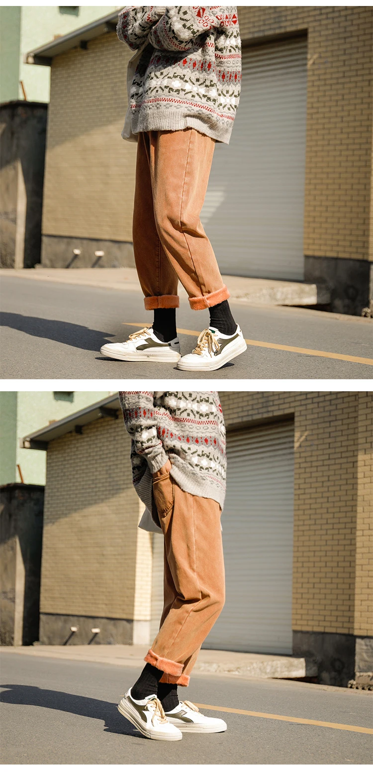 Зима плюс бархат утолщение джинсы для мужчин теплые модные ретро джинсы брюки для мужчин Уличная Хип Хоп прямые джинсовые брюки для мужчин s