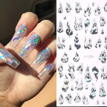 

1 Sheet Nail Stickers fire Mixed Patterns Colorful Nail Transfer Stickers Decals 3D Nail Art DIY Design Decorations