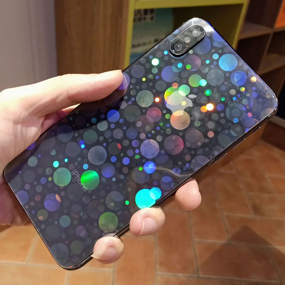Новые лазерные в горошек прозрачные задние наклейки для телефона iPhone 11 6S 7 8 Plus XS Max XR тонкий мягкий протектор с полным покрытием
