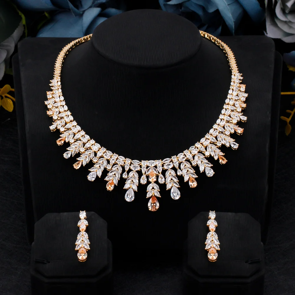 Luxury Women Wedding Jewelry Set Water Drop Cubic Zirconia High Quality