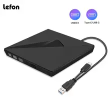 Lefon USB 3,0 внешний DVD-RW CD Привод записи горелки ридер плеер Оптические накопители USB C type C для портативных ПК