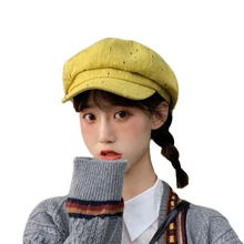 Высококачественная женская шляпа в стиле ретро с 8 панелями, женская модная классическая плоская шляпа для художников, Кепка с восьмиугольным дизайном