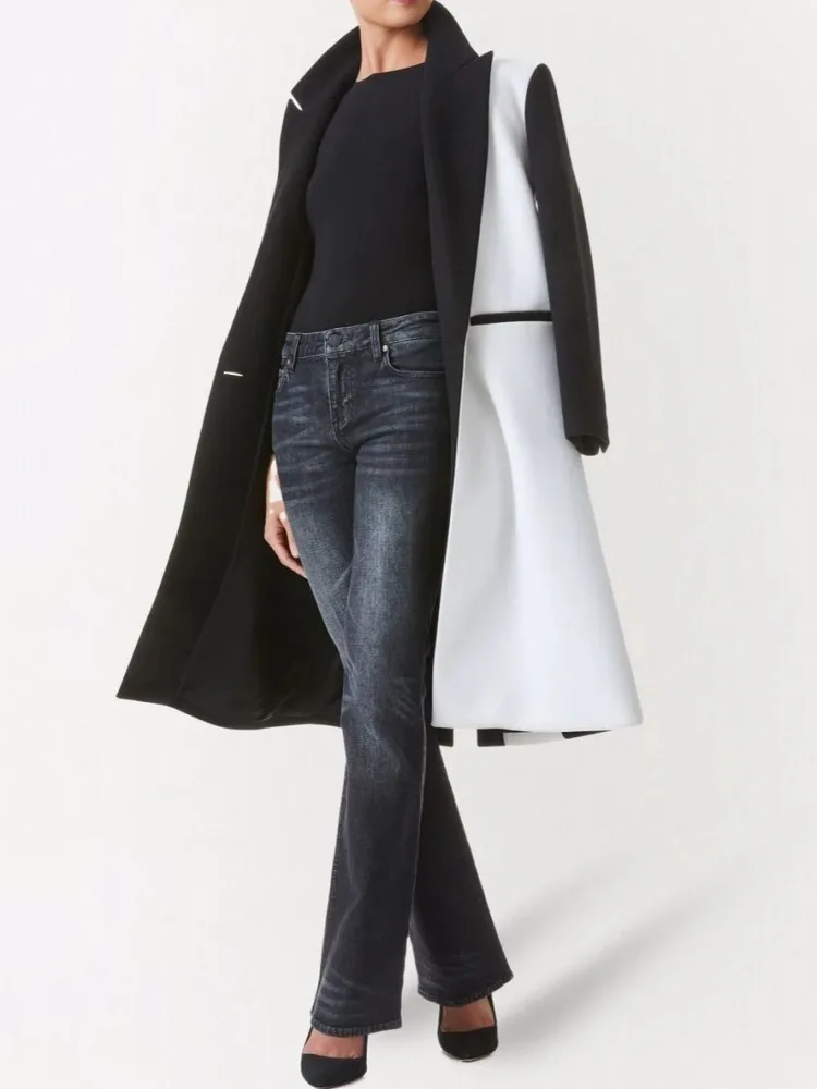 Straight One Button Imitation Cashmere Women Overcoat Winter New