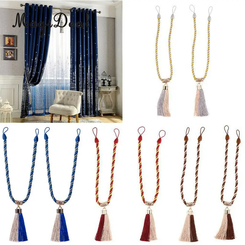 

2Pcs Window Curtain Holdbacks Binding Rope Tie Backs Tassel Tiebacks Home Decor