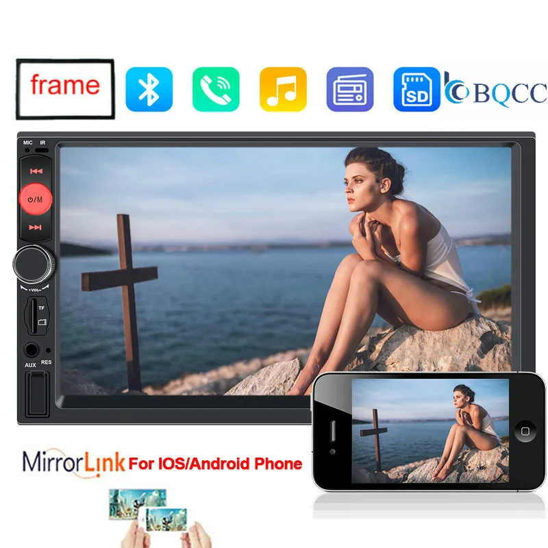 

2 Din Car Central Multimedia Player 7" Touch Screen Autoradio Mirror Link for Iphone Android MP5 Auto Radio Backup Camera