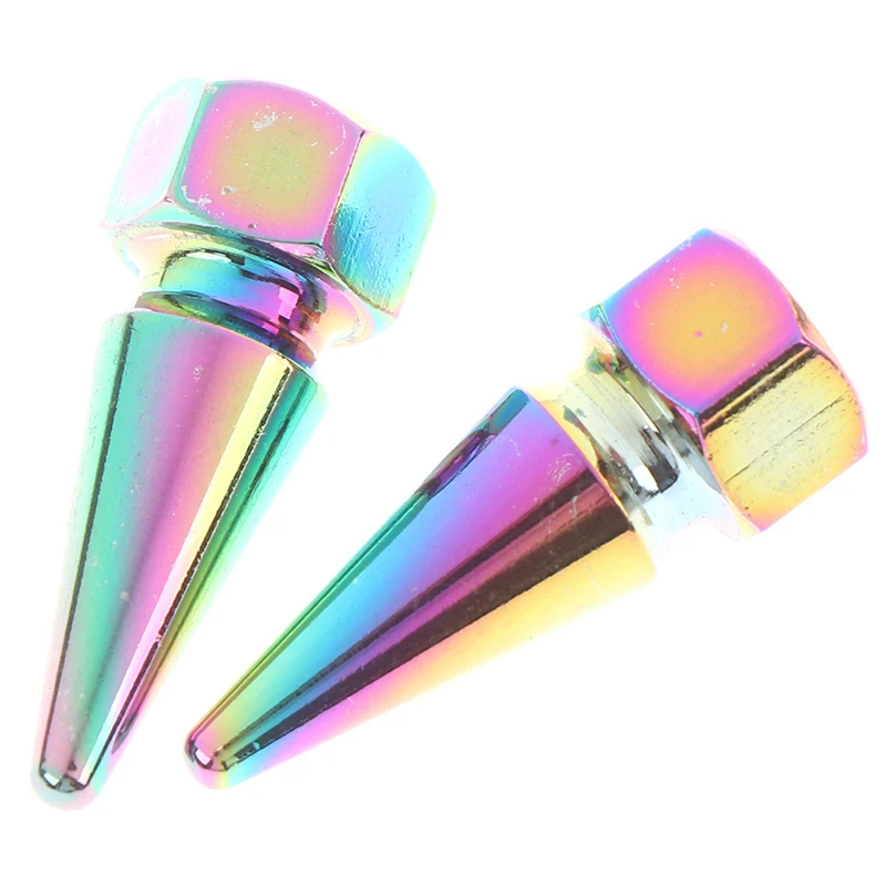 2pcs Valve Caps Colorful Aluminum Bike Car Tyre Air Port Cover Cycling Truck Wheel Valves Cover Cone Style Bicycle Accessories