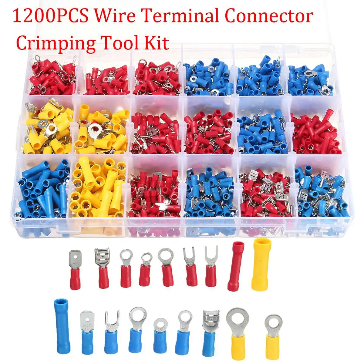 

1200 PCS Ratchet Crimper Plier Tool Connector Electrical Wire Crimp Terminals Set