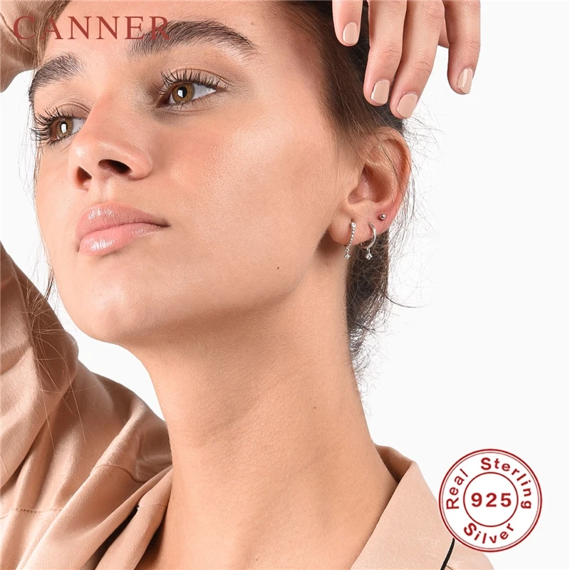 

INS Simple Gold Silver color Beaded Zircon Earrings 925 Sterling Silver Freshwater Pearl Hoop Earrings for Women Fashion Jewelry