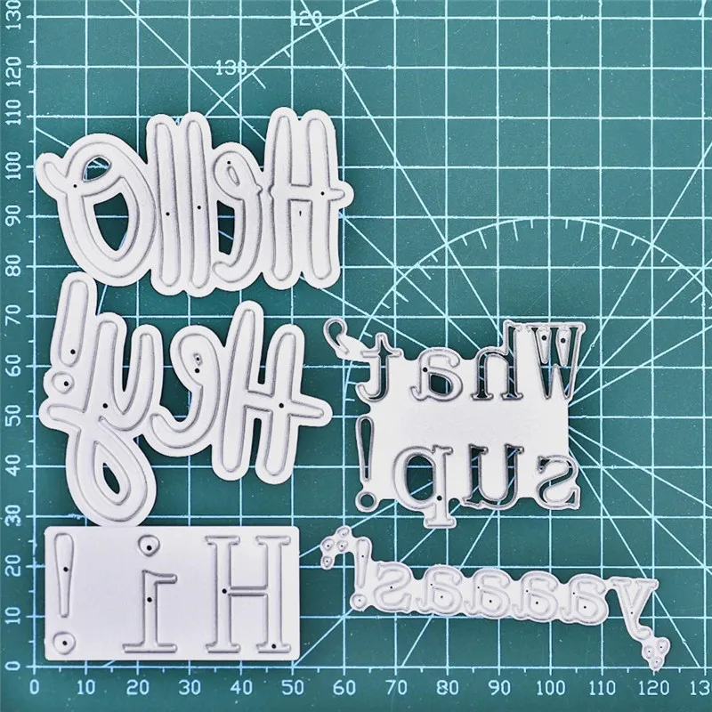 

Naifumodo Words Hello Hi What's Up Metal Cutting Dies for DIY Scrapbooking Craft Card Embossing Die Cut New Template Stencil New