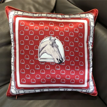 New Design Horseshoe Buckle Sofa Silk Throw Pillow Fashion High-grade Pillowcase Chair Car Cushion Cover Home Decoration Pillow