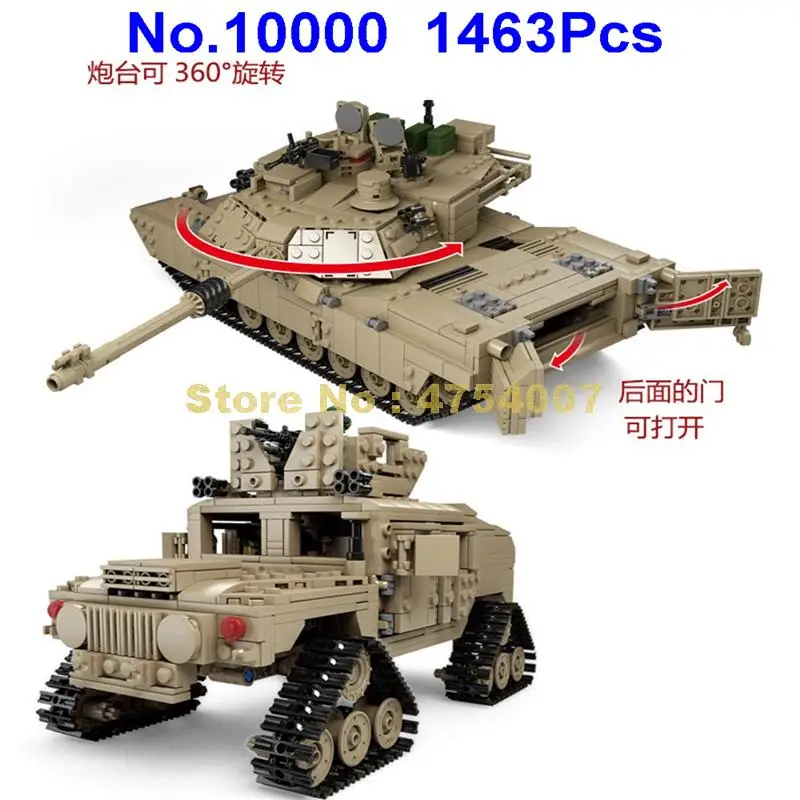 10000 1463 Шт Военный танк 1:28 abrams m1a2 строительный блок игрушка