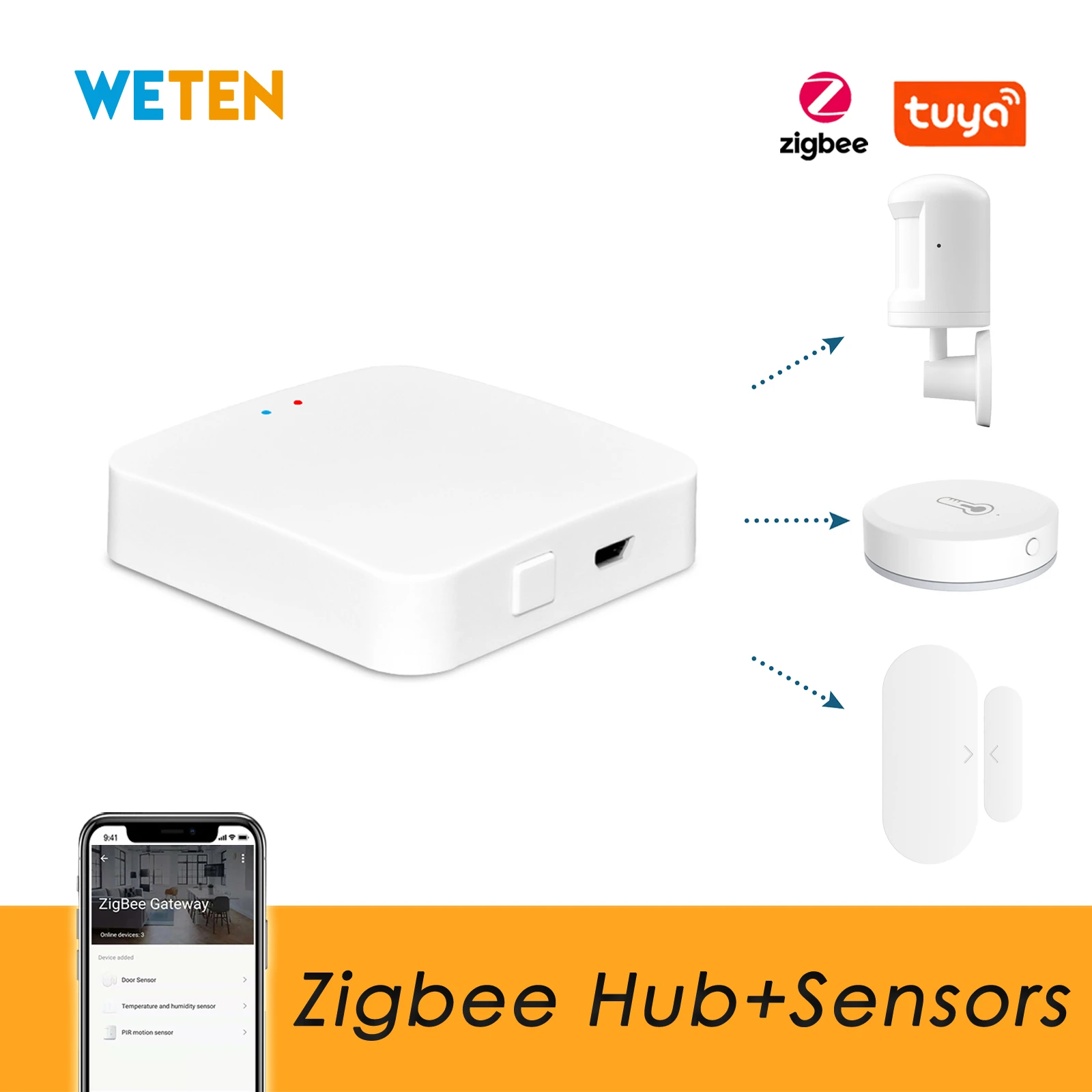 Tuya Zigbee Hub Gateway Bridge, Zigbee Door Sensor / Temperature