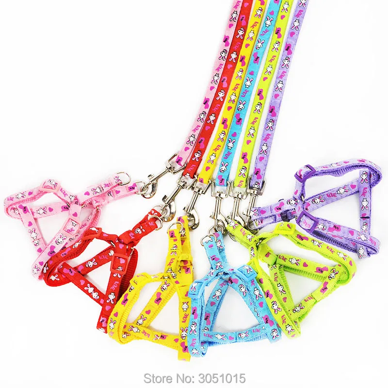 

20pcs Rabbit cartoon Adjustable Pet Dog Leads Chest Straps Breathable Small Pet Basic Halter Harnesses keep your dog cat safe