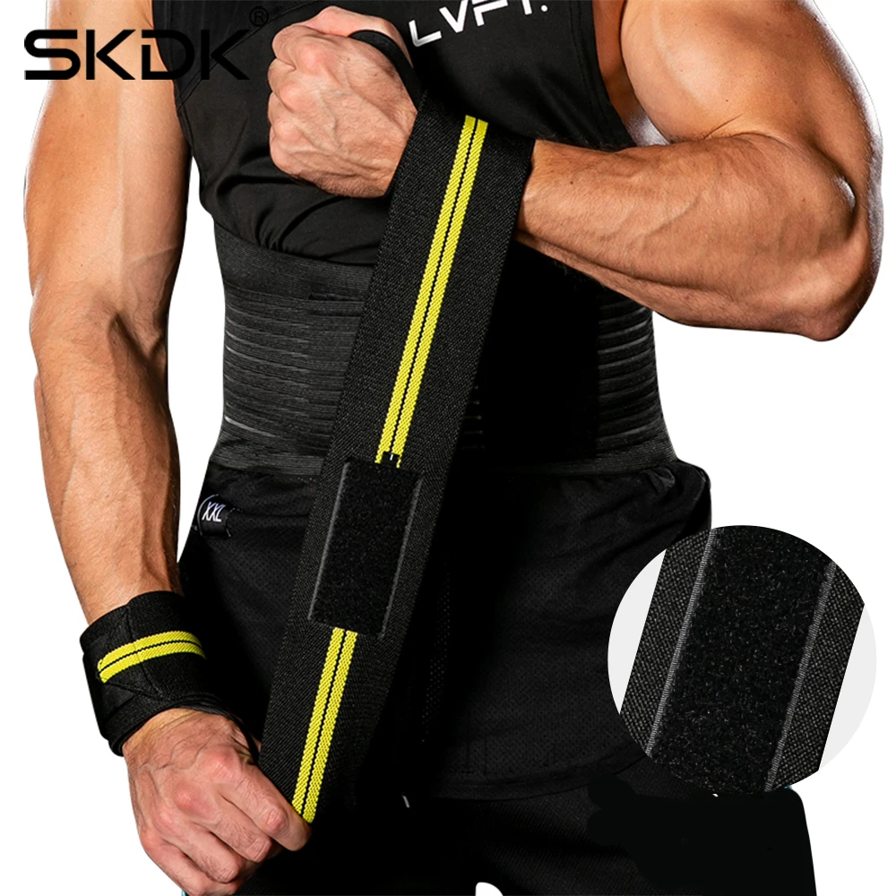 SKDK 1 pairs Nylon Wristband Elastic Wrist Wraps Bandages Weight Lifting Breathable Grip Barbell Support Straps Hand Protector