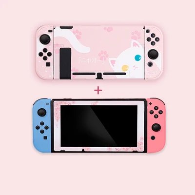Case with film A Kingd NS Switch силиконовый защитный чехол для ПК, Набор для nintendo Switch, аксессуары для консоли Joy-Con, чехол для контроллера - Цвет: Case with film A