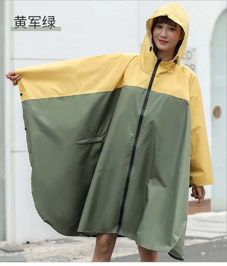 Capa de chuva feminina, capa folgada com capuz