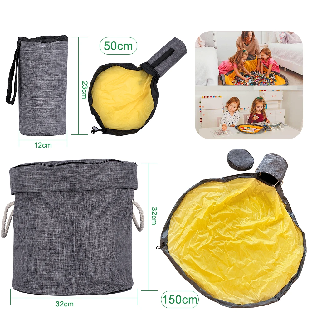 

1.5/0.5M Toys Quickly Pack Storage Bag Kids Lego Play Mat Toy Fast Storage Bags Oversized Organizer Outdoor Building Blocks Mat