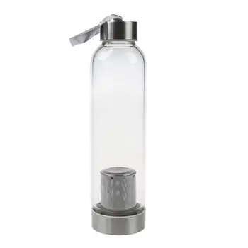 

Glass Sport Water Bottle with Tea Filter Infuser Protective Bag 550ml Black