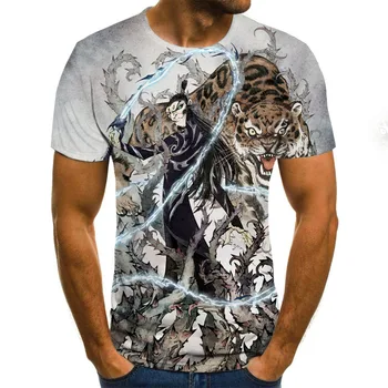 

2020 Hot Summer Mens 3D Printed Short Sleeve Chinese Cartoon Tiger T-Shirt For Women Casual Shirt And Top