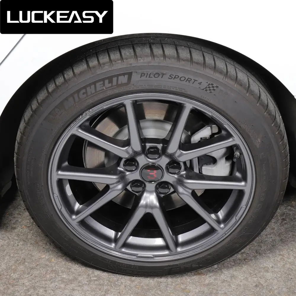 LUCKEASY комплект модификации крышки ступицы для Tesla модель 3 автомобиль Центр колеса логотип декоративная крышка и колеса автомобиля винт крышка комплект