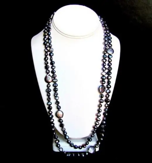 

Unique Pearls jewellery Store 120cm Long Pearl Necklace Peacock Black Color Coin Baroque Genuine Freshwater Pearl Necklace