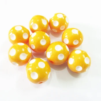 

20mm 100pcs/lot Mustard Yellow Polka Dot Beads,Chunky Beads For Jewelry Making