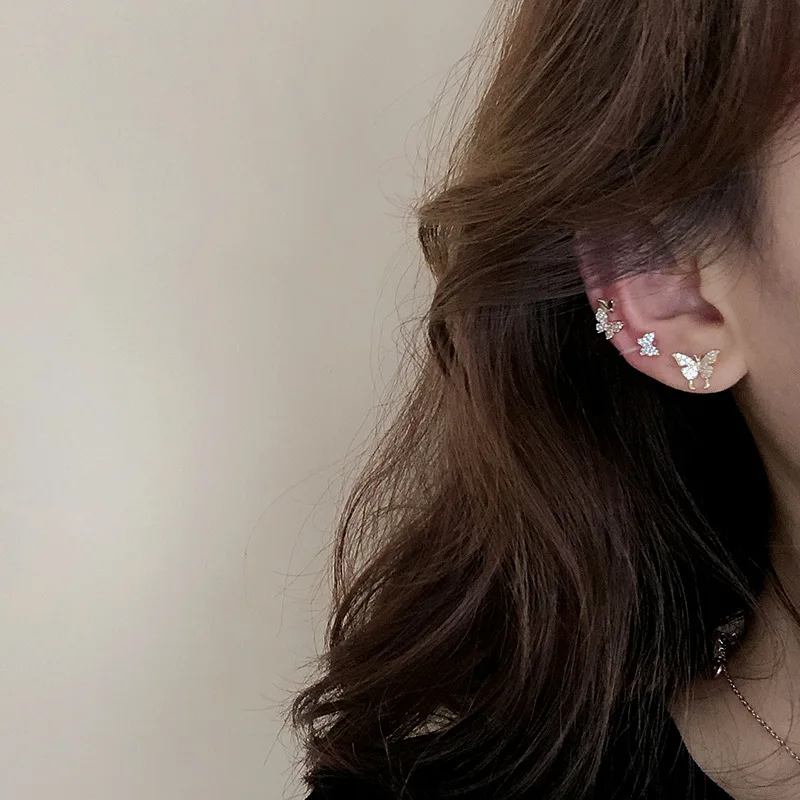 

New 2020 Mini Minimalist Butterfly Fairy Shiny Exquisite Aesthetic Ear Bone Clip No Piercings Earrings For Women girl Jewelry