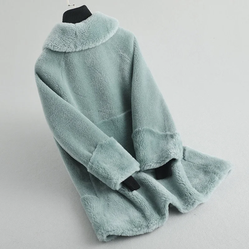 

100% Wool Coat Female Jacket 2020 Autumn Winter Jacket Women Real Sheep Shearling Fur Long Coats Korean Outwear MY3727