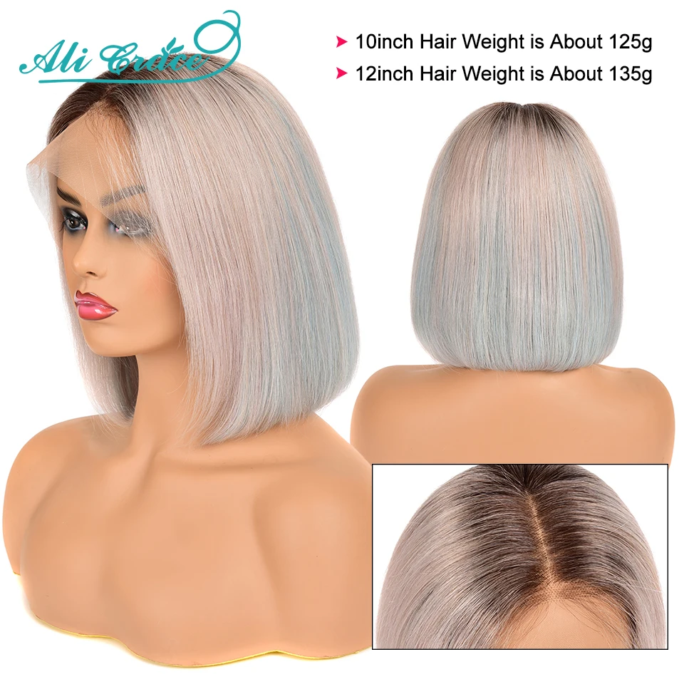 Ali Grace Bob кружевные передние парики предварительно выщипанные прямые 1B 613 Rose Gold 4