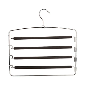 

Multi Pant Hanger Black Pants Hangers with Non-slip Foam Padded Multi Layers Swing Arm Space Saver Storage Pant Slack Hangers