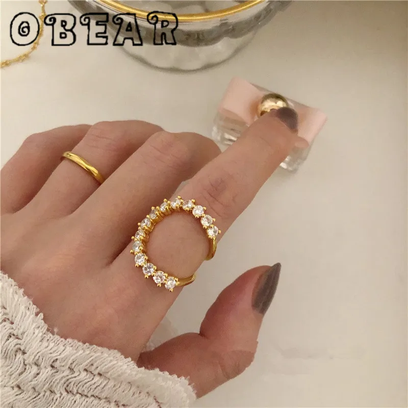 OBEAR Новое модное ослепительное кольцо в форме Луны высокого качества с фианитами