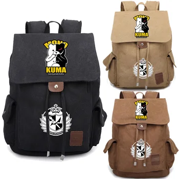 

Danganronpa Backpacks Monokuma Schoolbag Anime Washed Canvas Portable Backpack Kuma Travel Bag Adult Mochilas